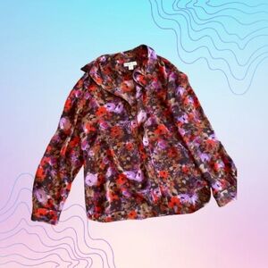 COLDWATER CREEK Floral Button-Up Blouse Size Large